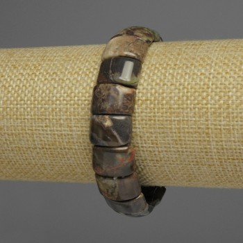 Bracelet natural ocean jasper, oval link, diameter 15×10 mm, length 18 cm, stretch