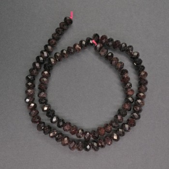 Garnet Beads, Faceted Rondelle, Diameter 6x4 mm, Length 37 cm