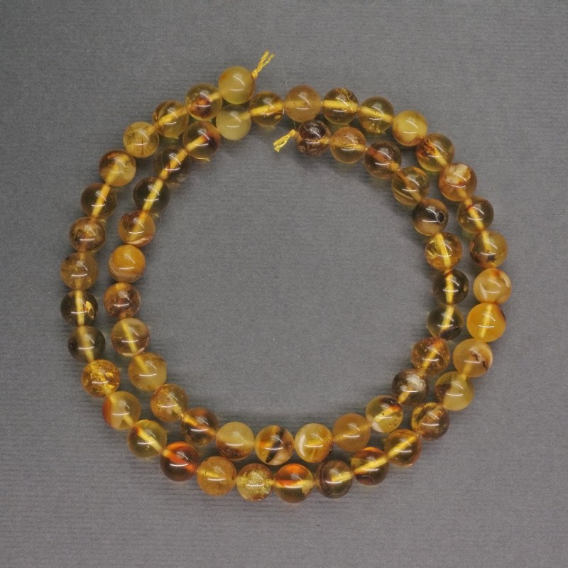 Amber Beads, Smooth Sphere, Diameter 6 mm, Length 40 cm