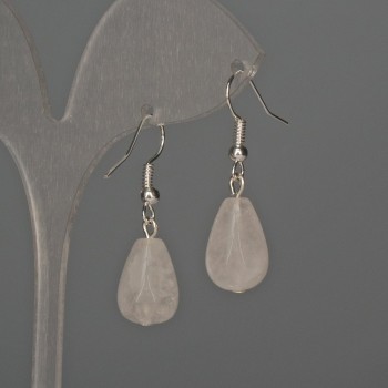Mountain Crystal Drop Earrings 10x15mm, length 35mm