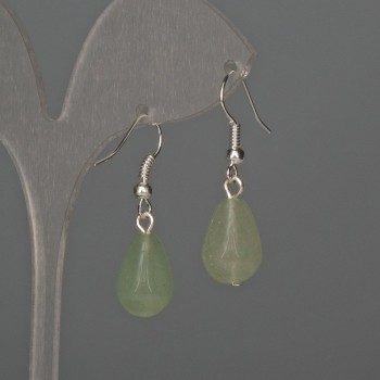 Earrings Jade drop 10x15mm, length 35mm