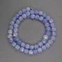 Aquamarine natural stone beads, faceted cube-cut, 7mm diameter, 39cm length