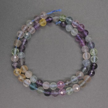 Beads of natural fluorite, faceted ball, 6mm diameter, length 39 cm +/-