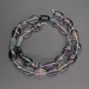 Beads of natural fluorite, oval, 10x14x6 mm, length 40 cm