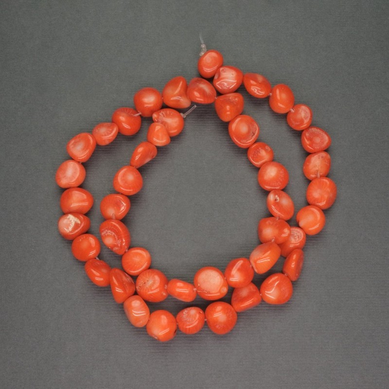 Natural Coral Beads, Orange, Barrel-Shaped, Assorted, Diameter 8-10 mm, Length 40 cm