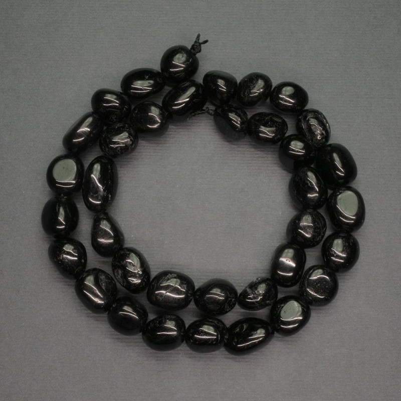 Beads Natural Stone Tourmaline Black Cabochon, Diameter 10mm±, Length 39cm±