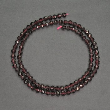 Garnet natural stone beads, faceted round bead, diameter 4 mm, length 39 cm