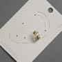 Cafe-colored ear stud for pierced ear 13 mm +/- gold-tone metal with white crystals