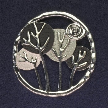 Brooch for scarves, sweaters, coats, and bags, silver-toned metal with magnetic backing, diameter 52 mm +