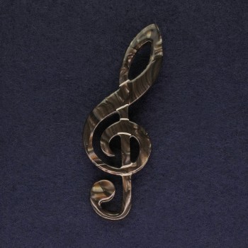 Brooch Treble Clef acrylic brown