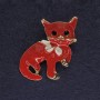 Cat Brooch Red Enamel Black Crystals Gold-Tone Metal 40×23 mm