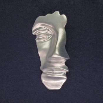 Brooch Accent Face, matte silver color, 78×40 mm ± silver-toned metal
