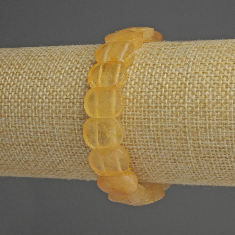 Faceted citrine bracelet with link beads, diameter 14x10 mm, length 18 cm, elastic
