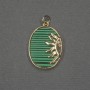 Pendant Sun with Malachite Inlay (Pressed) 17x20x24x3 mm +/- Gold-Tone Metal