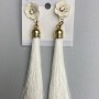 Tassel Earrings 'Viennese Waltz' White, 9 cm long
