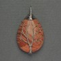 Pendant 'Drop' Red Jasper 24x35x48 mm ± in a silver-toned metal weave
