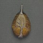 Drop Pendant with Tiger's Eye, 24x35x48 mm - braided in silver-plated metal