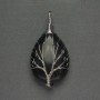 Pendant Drop Aventurine Night Kiira 24x35x48 mm ± braided silver metal