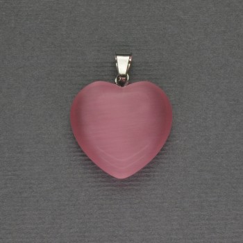 Pink Heart Pendant with Cat's Eye