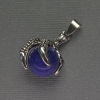 Lapis Lazuli Paw with Sphere Pendant 18×37 mm ± Silvery Metal