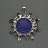 Pendant 'Sun' Lazurite 42mm+-, length 48mm+-, silver-tone metal