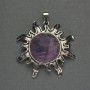 Sun Amethyst Pendant, 42mm, 48mm long, silver metal