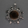 Sun Tiger's Eye Pendant, 42 mm diameter ±, 48 mm length ±, silver-toned metal