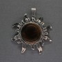 Sun Tiger's Eye Pendant, 42 mm diameter ±, 48 mm length ±, silver-toned metal
