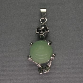 Skeleton Pendant with Jade Ball, 16 mm diameter ± 20x50 mm