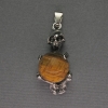 Skeleton Pendant Tiger's Eye Bead, diameter 16 mm ± 20×50 mm+
