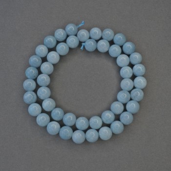 Aquamarine beads, smooth round balls, 8mm diameter ±, on thread, length 38cm+