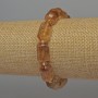 Faceted Citrine Cylinder Bracelet, 14×9 mm, with 4 mm seed beads, 18 cm length, elastic
