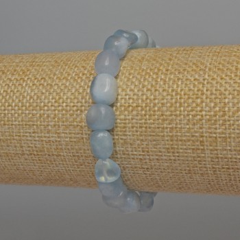 Aquamarine faceted-bead stretch bracelet, 9x7 mm, length 18 cm