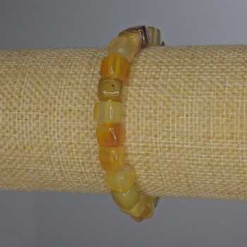 Yellow Agate Bracelet - 7x7mm Cubes, 18 cm Stretch