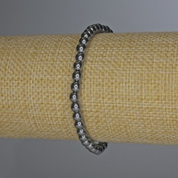 Hematite bracelet with smooth beads, 5 mm diameter, 18 cm length, stretch