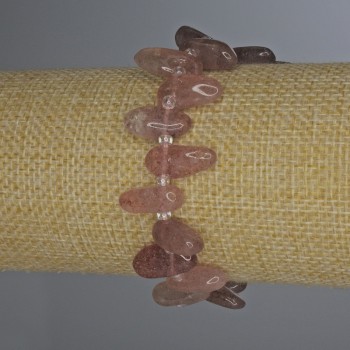 Rose quartz bracelet, tumbled, 12-16 x 8-12 mm +/- with seed beads, 18 cm length, elastic