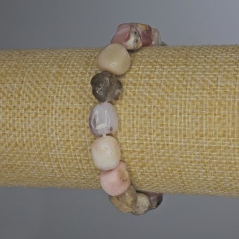 Pink Opal Faceted Bead Bracelet, 8-12×10 mm diameter, 18 cm length, stretch bracelet