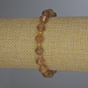 Citrine Bracelet with Faceted Rhombus Beads, 8×8 mm ±, with 3 mm seed beads ±, length 18 cm ±, stretch