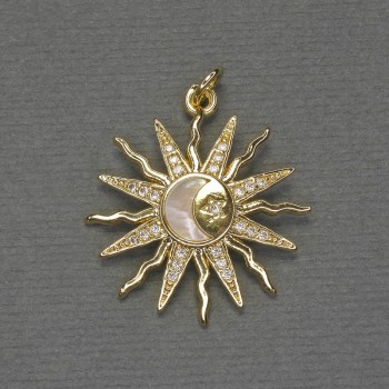 Pendant Mother-of-Pearl Star, Golden Metal, Diameter 22mm±, Length 27mm±