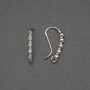 Silver-toned ear wires for earrings with white crystals, 19x2 mm - pair
