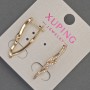 Xuping Earrings with White Crystals, 4 mm Diameter, 27 mm Length, 18K Gold Plating