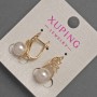 Xuping Earrings with Mallorca Pearl and White Crystals, Diameter 8mm, Length 20mm, 18K Gold Plating