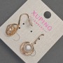Xuping Earrings with White Crystals and Mallorca Pearl, 13 mm Diameter ±, 27 mm Length ±, 18K Gold Plating