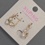 Xuping Earrings with White Crystals and Mallorca Beads, diameter 5-4-3 mm, length 20 mm, 18K Gold Plating