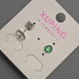 Xuping stud earrings with a green crystal, diameter 5 mm ± rhodium