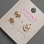Xuping Stud Earrings with White Crystals and Pearl, 5 mm diameter, 10 mm length, ± 18K Gold Plated