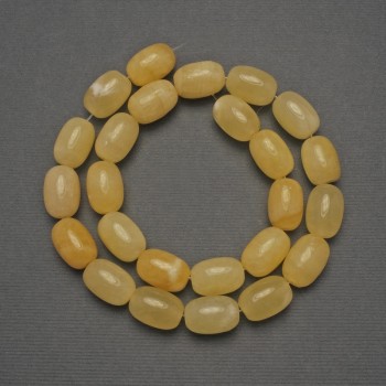 Yellow Agate Barrel Beads, Natural Stone, diameter 14×10 mm ±, on thread, length about 39 cm