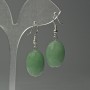 Faceted nephrite oval earrings, 15×20 mm, length 40 mm