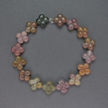 Jasper Beads Multicolored Natural Stone Clover-Shaped, Diameter 14x14mm+-, Length 20cm+-