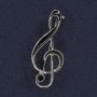 Brooch Treble Clef with Black Enamel Silver-Tone Metal 16x40 mm+